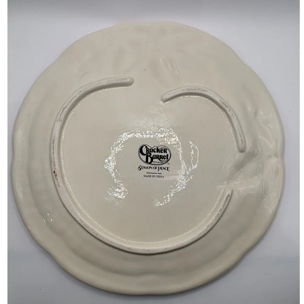 Cracker Barrel Season of Peace Christmas Cake Plate 11.5